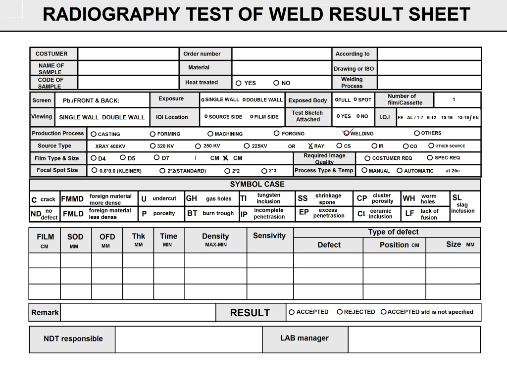 Radiography Test Result of Weld Metal