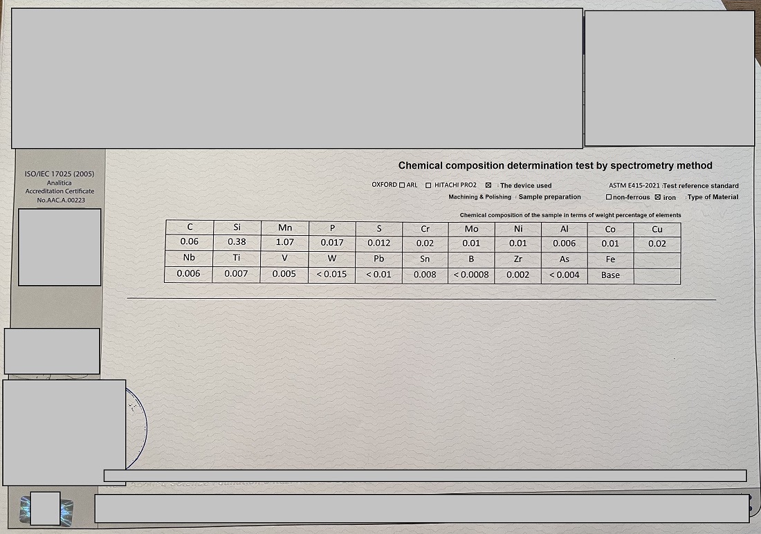 The result of the chemical analysis test is compared with the limits determined for the elements stated in the AWS A5.1 standard