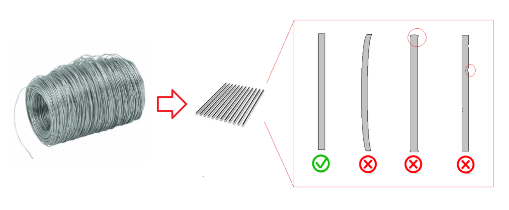 Core wire for electrode production has certain appearance characteristics